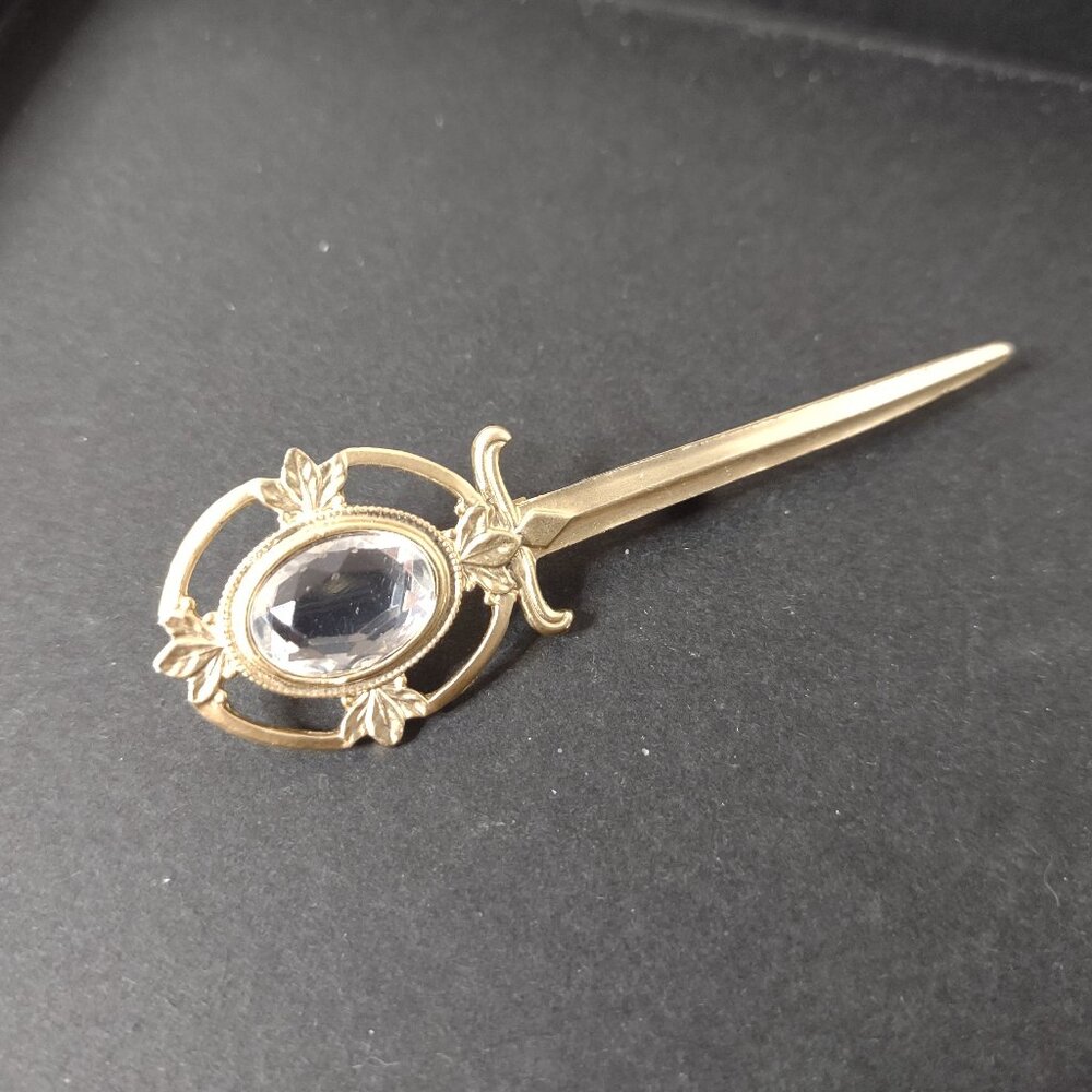 Gold Tone Sword Brooch